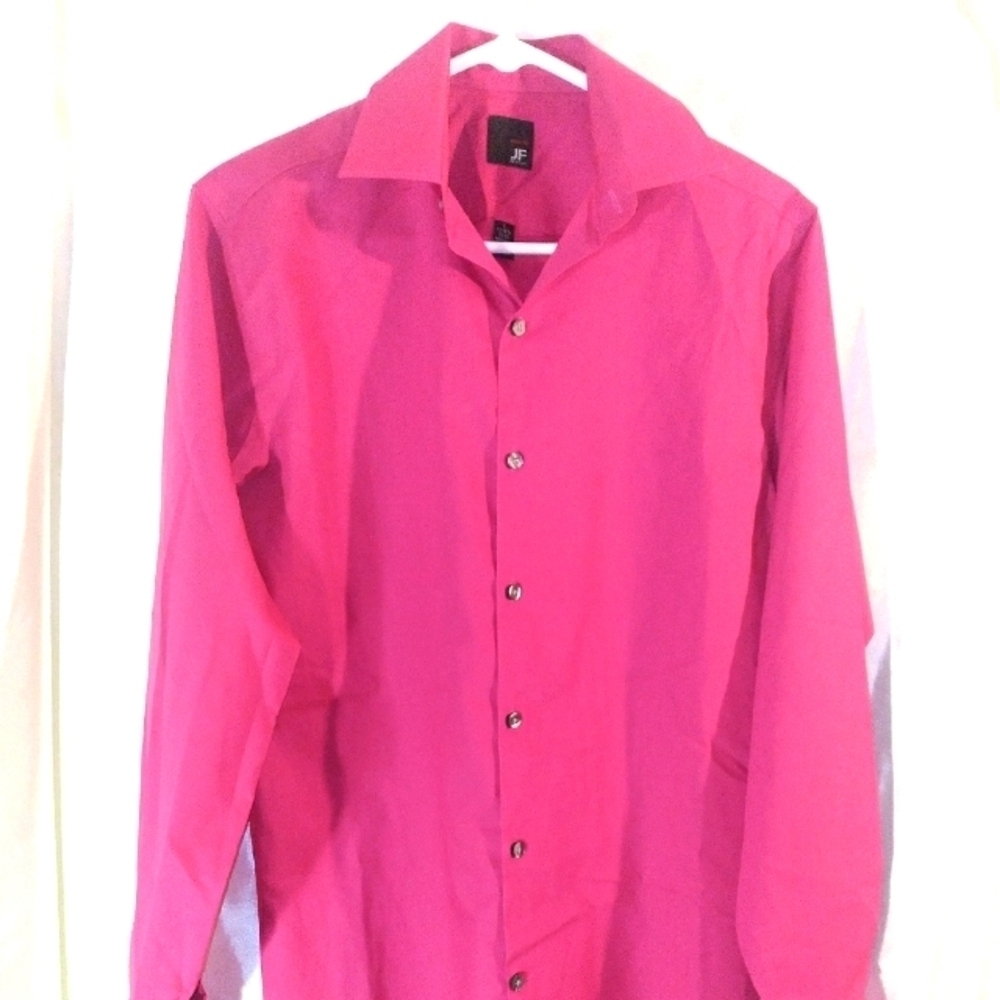 (#71) Men's Slim Fit J.Ferrar Pink Collar Dress Shirt (Size Small)